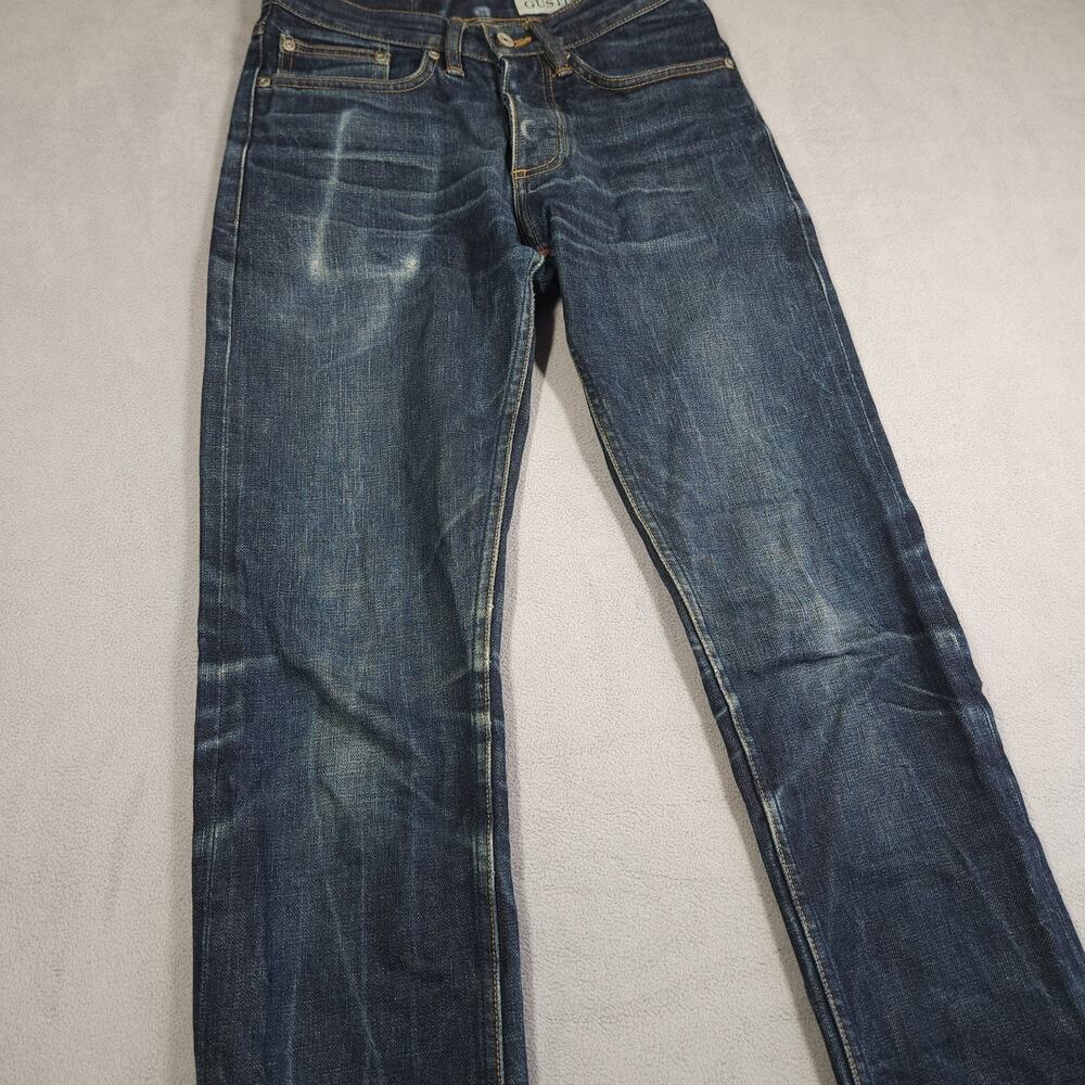GUSTIN Selvedge Jeans Mens Size 29 FITS 27.25x33 California Slim USA Made Worn - Picture 7 of 16